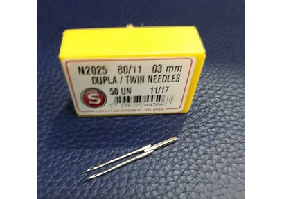 AGUJA DOBLE SINGER N°11 UNITARIO  DISTANCIA DE 3MM